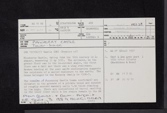 Pinwherry Castle, NX18NE 6, Ordnance Survey index card, page number 1, Recto