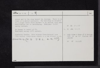 Pinwherry Castle, NX18NE 6, Ordnance Survey index card, page number 2, Verso