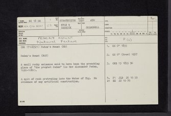 Peden's Mount, NX18SE 1, Ordnance Survey index card, page number 1, Recto