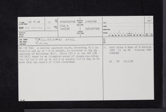 Sallochan Hill, NX18SW 13, Ordnance Survey index card, page number 1, Recto