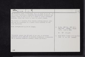 Houdston Hill, NX19NE 27, Ordnance Survey index card, page number 2, Verso