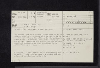 Loch Robin, NX25NW 18, Ordnance Survey index card, page number 1, Recto