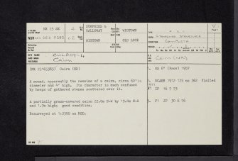 Culroy, NX25SE 4, Ordnance Survey index card, page number 1, Recto