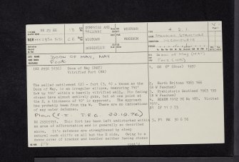 Doon Of May, May, NX25SE 13, Ordnance Survey index card, page number 1, Recto