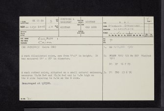 Culroy, NX25SW 3, Ordnance Survey index card, page number 1, Recto