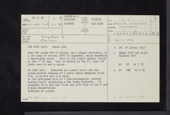 Culroy, NX25SW 5, Ordnance Survey index card, page number 1, Recto