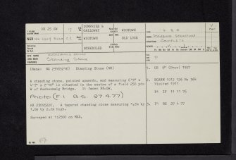 Auchenmalg Bridge, NX25SW 17, Ordnance Survey index card, page number 1, Recto