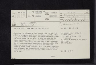 Loch Heron, NX26SE 2, Ordnance Survey index card, page number 1, Recto