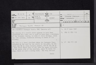 Camregan Castle, NX29NW 4, Ordnance Survey index card, page number 1, Recto
