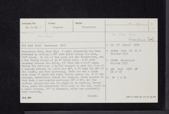 Back Bay, NX33NE 2, Ordnance Survey index card, page number 1, Recto