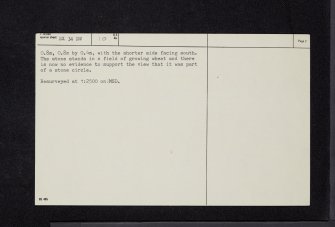 Carlin Stone, NX34NW 10, Ordnance Survey index card, page number 2, Recto