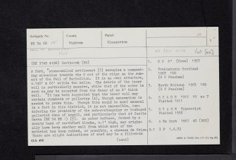 Fell Of Barhullion, NX34SE 15, Ordnance Survey index card, page number 1, Recto