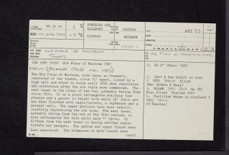 Old Place Of Mochrum, NX35SW 3, Ordnance Survey index card, Recto