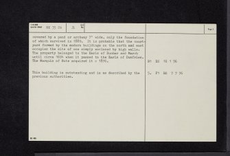 Old Place Of Mochrum, NX35SW 3, Ordnance Survey index card, page number 2, Verso