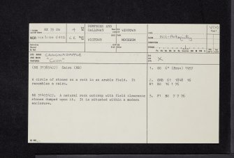 Craignagapple, NX35SW 4, Ordnance Survey index card, page number 1, Recto