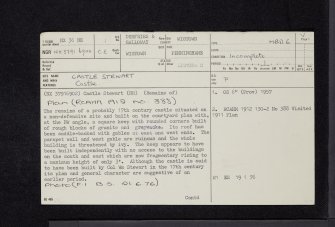 Castle Stewart, NX36NE 1, Ordnance Survey index card, page number 1, Recto