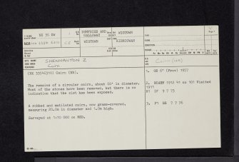 Shennanton, NX36SW 1, Ordnance Survey index card, page number 1, Recto