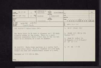 White Cairn, NX37NW 2, Ordnance Survey index card, page number 1, Recto