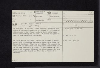 Loch Ochiltree, NX37SW 3, Ordnance Survey index card, page number 1, Recto