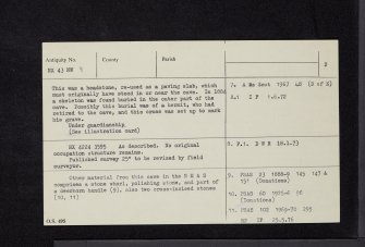 St Ninian's Cave, NX43NW 9, Ordnance Survey index card, page number 2, Verso