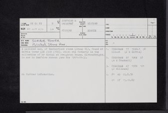 Sorbie Tower, NX44NE 9, Ordnance Survey index card, page number 1, Recto
