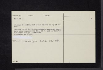 Dinnans, NX44SE 2, Ordnance Survey index card, page number 2, Verso