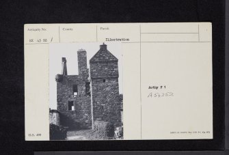 Carsluith Castle, NX45SE 1, Ordnance Survey index card, Recto
