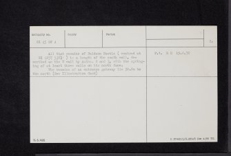 Baldoon Castle, NX45SW 1, Ordnance Survey index card, page number 2, Verso