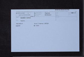 Baldoon Castle, NX45SW 1, Ordnance Survey index card, Recto