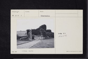 Baldoon Castle, NX45SW 1, Ordnance Survey index card, Recto