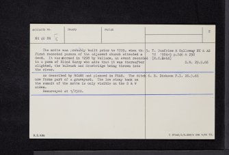 Minnigaff Motte, NX46NW 8, Ordnance Survey index card, page number 2, Verso