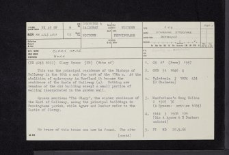 Clary House, NX46SW 6, Ordnance Survey index card, page number 1, Recto