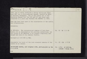 Loch Doon, NX49SE 1, Ordnance Survey index card, page number 2, Recto