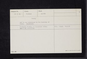 Cardoness Castle, NX55NE 11, Ordnance Survey index card, page number 2, Verso