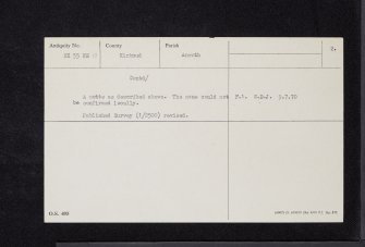 Green Tower Motte, NX55NE 13, Ordnance Survey index card, page number 2, Verso