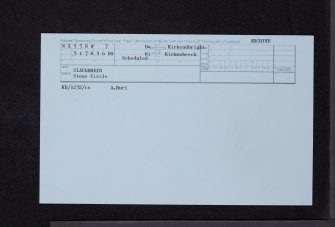 Claughreid, NX55NW 7, Ordnance Survey index card, Recto
