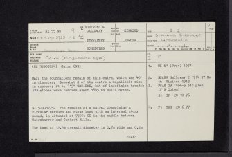 Cauldside Burn, NX55NW 9, Ordnance Survey index card, page number 1, Recto