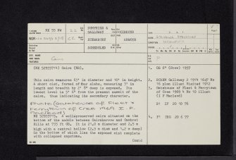 Cauldside Burn, NX55NW 22, Ordnance Survey index card, page number 1, Recto