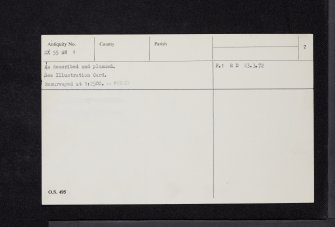 Cairnholy, NX55SW 1, Ordnance Survey index card, page number 2, Verso