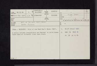 Nick Of The Dead Man's Banes, NX56NE 2, Ordnance Survey index card, page number 1, Recto