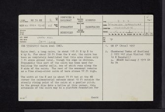 Cairn Avel, NX59SE 2, Ordnance Survey index card, page number 1, Recto