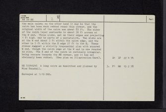 Cairn Avel, NX59SE 2, Ordnance Survey index card, page number 2, Verso