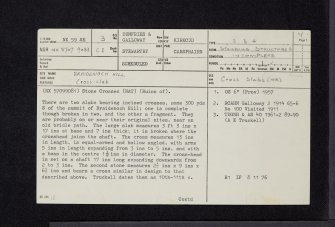 Braidenoch Hill, NX59SE 3, Ordnance Survey index card, page number 1, Recto