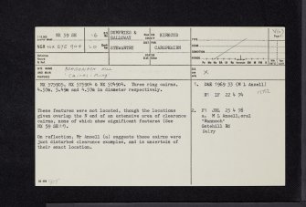 Braidenoch Hill, NX59SE 16, Ordnance Survey index card, page number 1, Recto