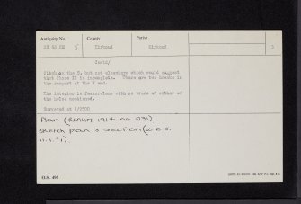 Drummore Castle, NX64NE 5, Ordnance Survey index card, page number 3, Recto