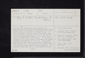 Dunrod Church And Graveyard, NX64NE 8, Ordnance Survey index card, page number 1, Recto