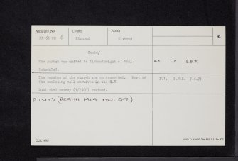 Dunrod Church And Graveyard, NX64NE 8, Ordnance Survey index card, page number 2, Verso