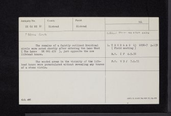 Shore Plantation, NX64NE 31, Ordnance Survey index card, Recto