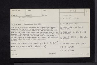 Barmagachan, NX64NW 1, Ordnance Survey index card, page number 1, Recto