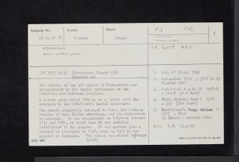 Kirkandrews, Old Church And Burial-Ground, NX64NW 4, Ordnance Survey index card, page number 1, Recto